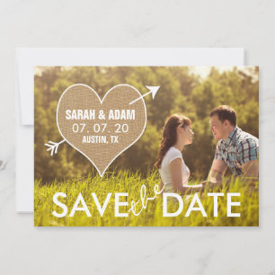 Jute-Herz Rustikale Save-the-Date-Ankündigung Save The Date