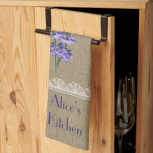 Jute-Lace-Lavendel-Blumen-Küchentücher Geschirrtuch