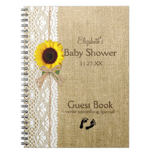 Jute-Lace-Raffia-Sonnenblumen-Bild-Gästebuch Notizblock