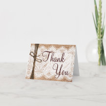 Jute-Lace-Rustikale Hochzeit Danke Karten
