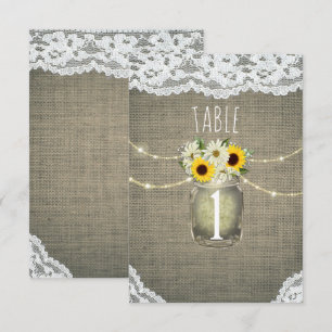 Jute-Lace-Sonnenblumen-Gänseblümchen-Rustikale-Tis Einladung