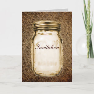 Jute-Mason-Glas Western-Country-Outdoor-Hochzeit Einladung