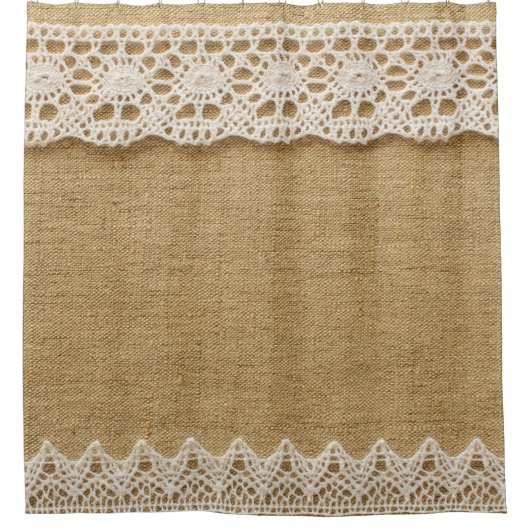 Jute mit Spitze Duschvorhang (Vorderseite)