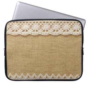 Jute mit Spitze Laptopschutzhülle