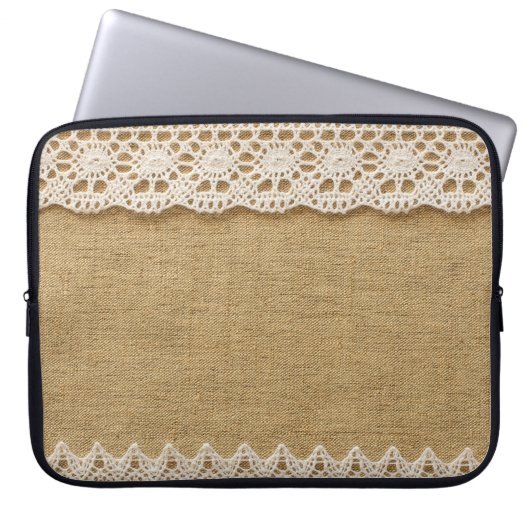 Jute mit Spitze Laptopschutzhülle (Vorderseite)