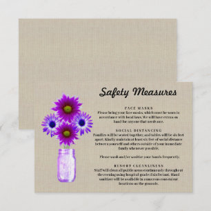 Jute-Purple-Blumen-Mason-Glas Sicherheitsmaßnahmen Begleitkarte