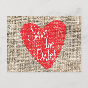 Jute Rot Herz Valentinstag Hochzeit Save Postkarte
