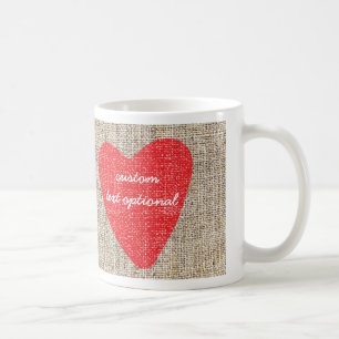 Jute-Rot-Stempel-Herz-Valentinstag-Kaffeetasse Kaffeetasse