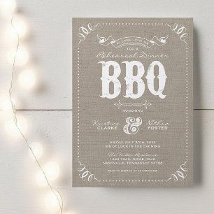 Jute-Rustikal-Vintage-Probeessen-Abend-BBQ Einladung