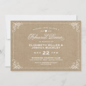 Jute-Rustikal-Vintage-Script Probe-Dinner Einladung (Vorderseite)