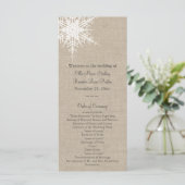 Jute-Schneeflocken-Hochzeitsprogramm Programm (Stehend Vorderseite)