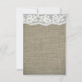 Jute & Spitze Einfache Rustikale Hochzeit Tischnum Einladung (Rückseite)