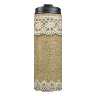 Jute, Spitze Stoffstruktur. Thermosbecher