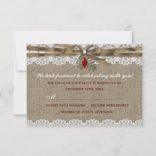 Jute & Spitze Vintage Weihnachtsfeier RSVP Karte