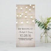 Jute und Lichterketten Rustikale Hochzeitsprogramm Programm (Stehend Vorderseite)