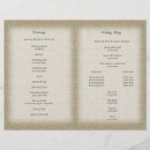 Jute und lila Schleife Hochzeitsprogramm (Rückseite)