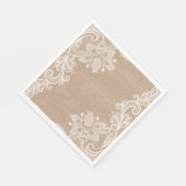 Jute und Spitze Blumen Papier Serviette (Ecke)