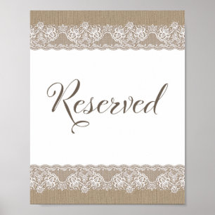 Jute und Spitze Rustikale Hochzeit, Brautparty-Sch Poster