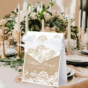 Jute und Spitze Rustikale Landhochzeit Geschenkschachtel