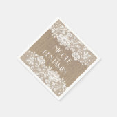 Jute und Spitze Vintage Elegante Hochzeit Serviette (Ecke)