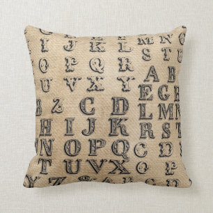 Jute-Vintage-Alphabet Kissen