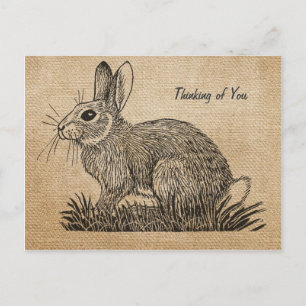 Jute-Vintage-Hase-Denk an Dich-Postkarte Postkarte