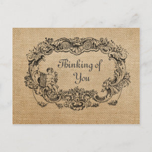 Jute Vintage Rahmen Denk an Dich Postkarte