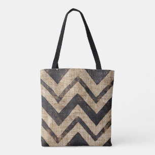 Jute Zickzack Tote Bag Tasche