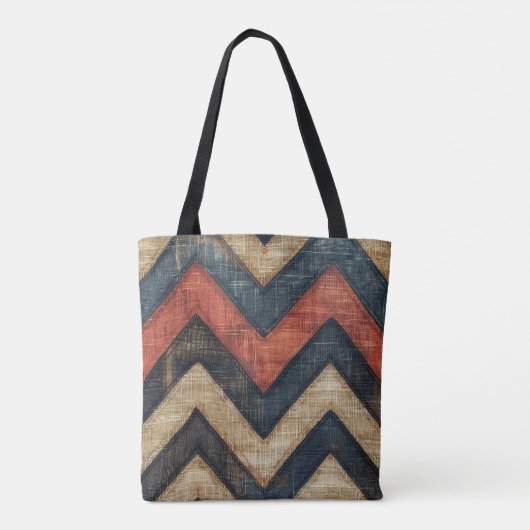Jute Zickzack Tote Bag Tasche (Rückseite)