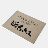 Jutefaser-Liebevögel der Nameleinenleinwand Fußmatte (Schrägansicht)