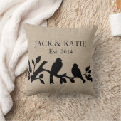 Jutefaser-Liebevögel der Nameleinenleinwand Kissen (Decke)