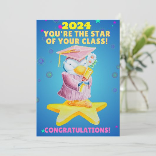 JUVENILE ABSCHLUSS Flat Danke Karte (Stehend Vorderseite)