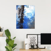 "Juvenile" Abstrakte Kunst-Poster in Blau und Grau Poster (Heimbüro)