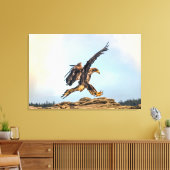 Juvenile Bald Eagle Landing Leinwanddruck (Insitu (Wohnzimmer))