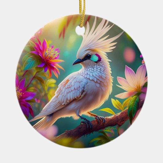 Juvenile Creush Feather Dove Fantasy Bird Keramik Ornament (Vorne)