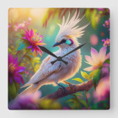 Juvenile Creush Feather Dove Fantasy Bird Quadratische Wanduhr (Vorderseite)