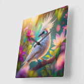 Juvenile Creush Feather Dove Fantasy Bird Quadratische Wanduhr (Winkel)