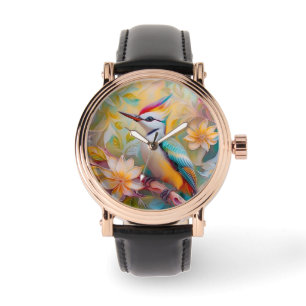 Juvenile Rainbow Woodpecker Fantasy Bird Armbanduhr