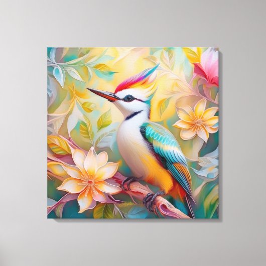 Juvenile Rainbow Woodpecker Fantasy Bird Leinwanddruck (Vorderseite)
