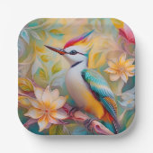 Juvenile Rainbow Woodpecker Fantasy Bird Pappteller (Vorderseite)