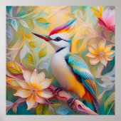 Juvenile Rainbow Woodpecker Fantasy Bird Poster (Vorne)