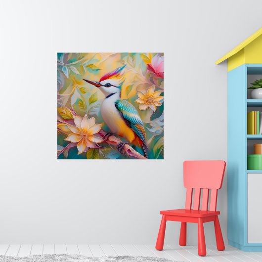 Juvenile Rainbow Woodpecker Fantasy Bird Poster (Kinderzimmer 1)
