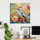 Juvenile Rainbow Woodpecker Fantasy Bird Poster (Heimbüro)