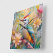 Juvenile Rainbow Woodpecker Fantasy Bird Quadratische Wanduhr (Winkel)