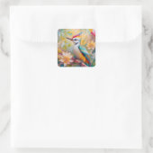 Juvenile Rainbow Woodpecker Fantasy Bird Quadratischer Aufkleber (Tasche)