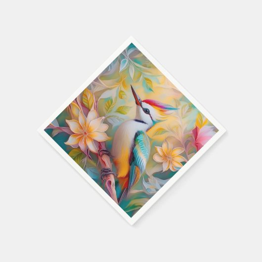 Juvenile Rainbow Woodpecker Fantasy Bird Serviette (Ecke)