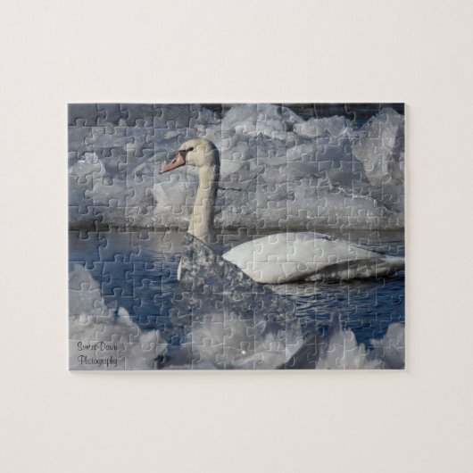 Juvenile Swan in Icey River Puzzle (Horizontal)