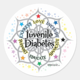 Juveniler Diabetes Lotus Runder Aufkleber