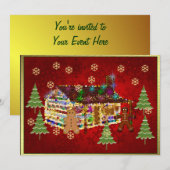 Juwel-Bedecktes Lebkuchen-Haus Einladung (Vorne/Hinten)