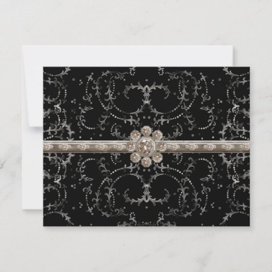 Juwel-Blick-Silber Bling achteckiger Einladung (Vorderseite)